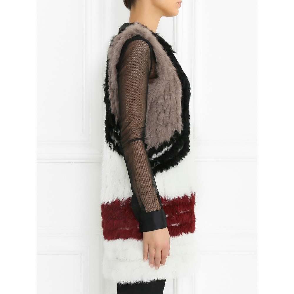 NEW ELLIATT Multicolor Rabbit Fur Colorblock Vest Size Small - Picture 2 of 13